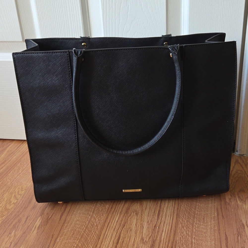 Rebecca Minkoff Bag Black Tote Mab Medium Saffiano Leather Tote